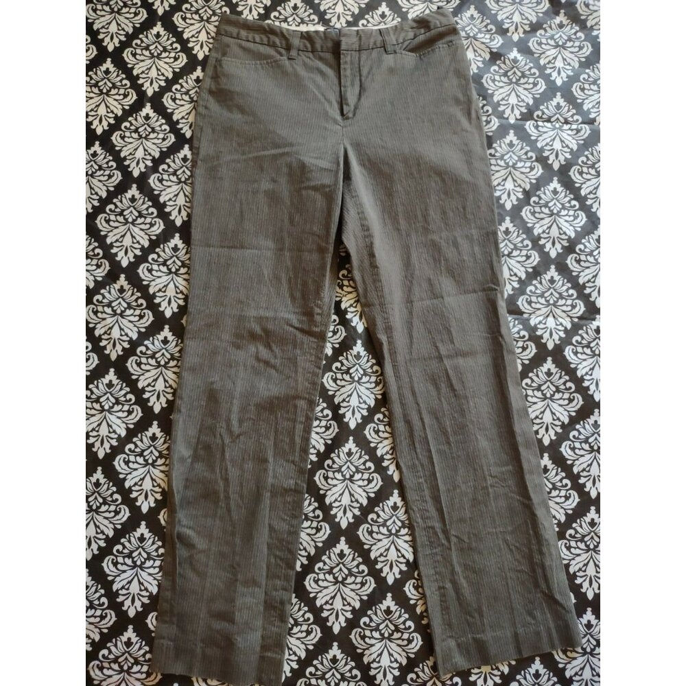 Womens Gap Stretch Gray Pinstripe Pants Slacks Classic Fit Bootcut 10 Mid Rise - Picture 5 of 5